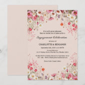 エレガントなダイシーフローラルスプリングエンゲージメントパーティー 招待状 (正面/裏面)