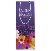 エレガントなダイジーとパープルグリッターの結婚式 ワインギフトバッグ (裏面)