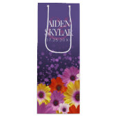 エレガントなダイジーとパープルグリッターの結婚式 ワインギフトバッグ (正面)