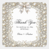 エレガントなダイヤモンドとパールのブライダルシャワー スクエアシール (正面)