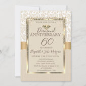 エレガントなダイヤモンドのダマスクフレーム 結婚記念日 招待状 (正面)