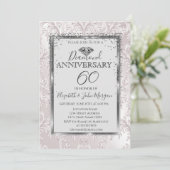 エレガントなダイヤモンドのダマスク 結婚記念日 招待状 (スタンド正面)