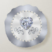 エレガントなダイヤモンドのパーソナライズな結婚式で指輪を運んで来る人の枕 ラウンドクッション (裏面)