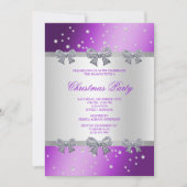 エレガントなダイヤモンドのリボンとパールが輝くクリスマス 招待状 (正面)