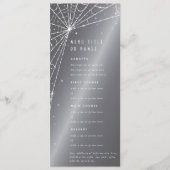 エレガントなダイヤモンドスパイダーネットと星がシルバーグレーの背景にデザインされたフラットカード 4 メニュー (正面)