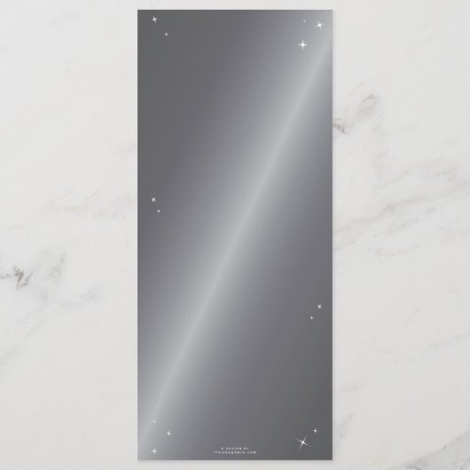 エレガントなダイヤモンドスパイダーネットと星がシルバーグレーの背景にデザインされたフラットカード 4 メニュー (裏面)