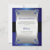 エレガントなダイヤモンド サファイア ウェディング 詳細挿入 招待状 (裏面)