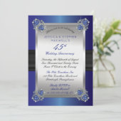 エレガントなダイヤモンド サファイア ブルー 45周年記念 招待状 (スタンド正面)