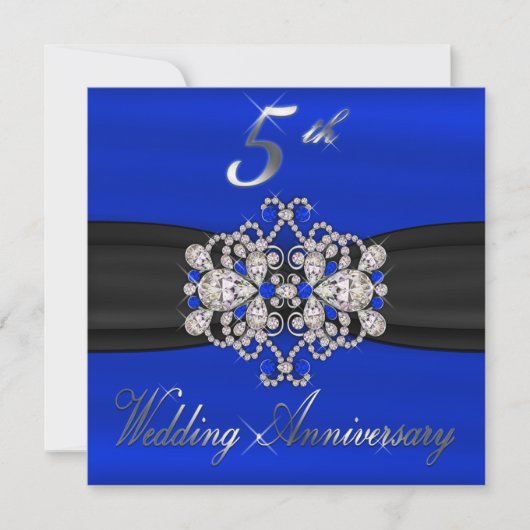 エレガントなダイヤモンド サファイア 5周年記念 招待状 (正面)