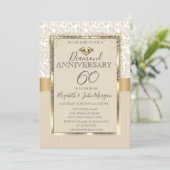 エレガントなダイヤモンド ダマスクフレーム 結婚記念日 招待状 (スタンド正面)