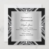 エレガントなダイヤモンド ブラック＆シルバー キンセアニエラの招待状 招待状 (裏面)