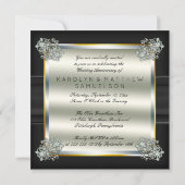 エレガントなダイヤモンド 50周年 ゴールド 結婚記念日 招待状 (裏面)