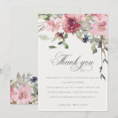 エレガントなダスキーブルー ブライダルシャワー サンキューカード (正面/裏面)