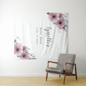 エレガントなダスキーローズ シルバーグリッター ブライダルシャワー タペストリー (インサイチュ(横))