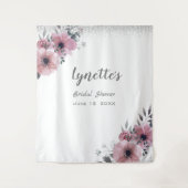 エレガントなダスキーローズ シルバーグリッター ブライダルシャワー タペストリー (正面)