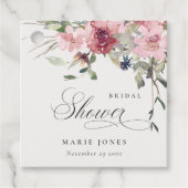 エレガントなダスキー ブラッシュ ローズ フローラル ブライダル シャワー フェイバータグ (正面)