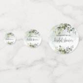 エレガントなダスティグリーン ユーカリ ゴールド ブライダルシャワー コンフェッティ (裏面)