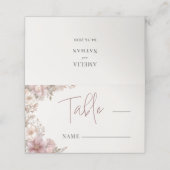 エレガントなダスティピンクのマグノリア テーブルナンバー プレイスカード (外部開封)