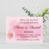 エレガントなダスティピンクのローズフラワーの結婚式の予告状 セーブザデート (スタンド正面)