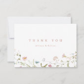 エレガントなダスティピンクのワイルドフラワー　ラスティックボヘミアウェディング サンキューカード (正面)