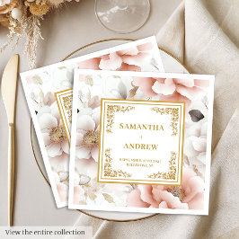 エレガントなダスティピンクの水彩結婚式ナプキン