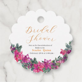 エレガントなダスティピンクの水彩花束 ブライダル フェイバータグ