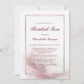 エレガントなダスティピンクの羽毛 ブライダルティー 招待状 (正面)