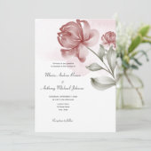 エレガントなダスティピンクの花のウェディング招待状 招待状 (スタンド正面)