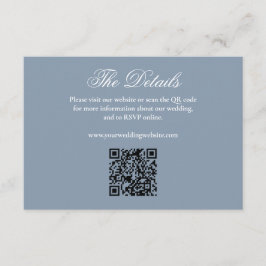 エレガントなダスティブルーのミニマリスト結婚式WebサイトQR エンクロージャーカード