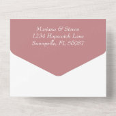 エレガントなダスティローズの写真付き結婚式招待状 オールインワン招待状 (裏面)