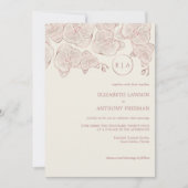 エレガントなダスティローズの植物オーキッドスケッチ結婚式 招待状 (正面)