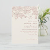 エレガントなダスティローズの植物オーキッドスケッチ結婚式 招待状 (スタンド正面)
