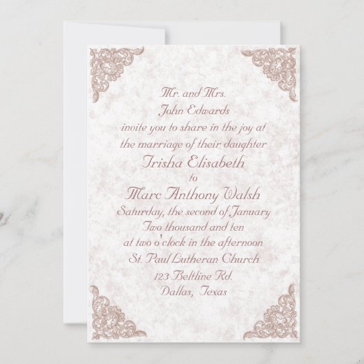 エレガントなダスティローズの結婚式招待状 招待状 (正面)