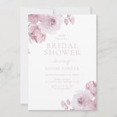 エレガントなダスティローズ モーブ ブラッシュ ブライダルシャワー 招待状 (正面)