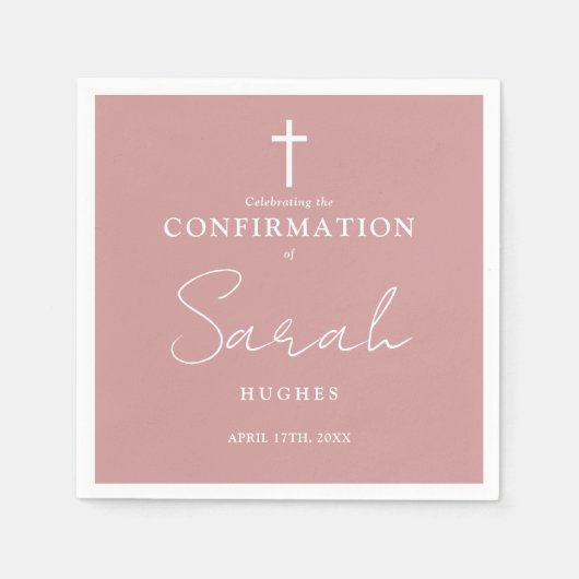 エレガントなダスティローズ 現代のミニマルな確認 スタンダードカクテルナプキン (正面)