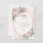 エレガントなダスティーピンクのユーカリのウェディング　ＲＳＶＰ 出欠カード (正面)