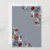 エレガントなダスティーブルーとバーガンディーの花60歳の誕生日 招待状 (裏面)