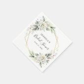 エレガントなダスティーブルーのグリーンウェディングシャワーペーパー スタンダードカクテルナプキン (角)