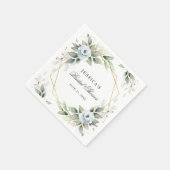 エレガントなダスティーブルーのグリーンウェディングシャワーペーパー スタンダードカクテルナプキン (角)