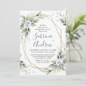 エレガントなダスティーブルーのグリーンエンゲージメントパーティー 招待状 (スタンド正面)