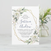 エレガントなダスティーブルーのグリーンリハーサルディナー 招待状 (スタンド正面)