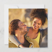 エレガントなダスティーブルーのグリーン写真スクエア結婚式 招待状 (裏面)