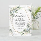 エレガントなダスティーブルーのグリーン ブライダルランチ 招待状 (スタンド正面)