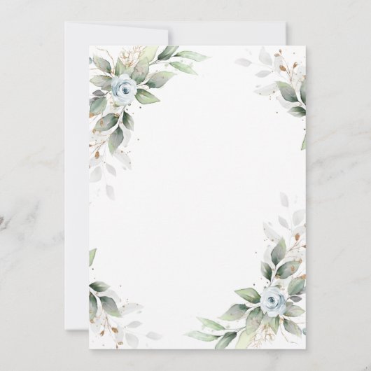 エレガントなダスティーブルーのグリーン リハーサルディナー 招待状 (裏面)