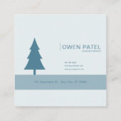 エレガントなダスティーブルーのゴールド花柄フレーム スクエア名刺 (裏面)