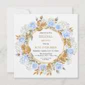エレガントなダスティーブルーのバラとスイートピー 招待状 (正面)