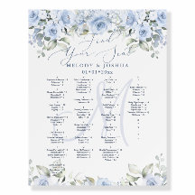 エレガントなダスティーブルーのバラとハイドランジアの席次表