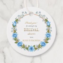 エレガントなダスティーブルーのバラとベイビーズブレス サンクス フェイバータグ