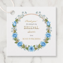 エレガントなダスティーブルーのバラと赤ちゃんの息の感謝 フェイバータグ