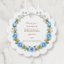 エレガントなダスティーブルーのバラと赤ちゃんの息の感謝 フェイバータグ